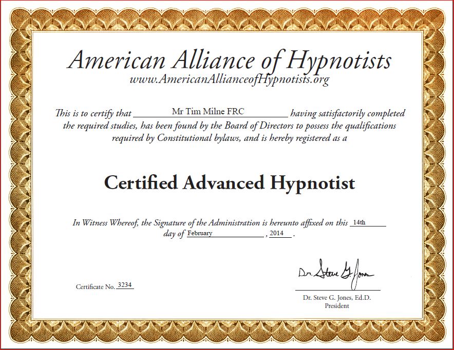 Certified Advanced Hypnotist